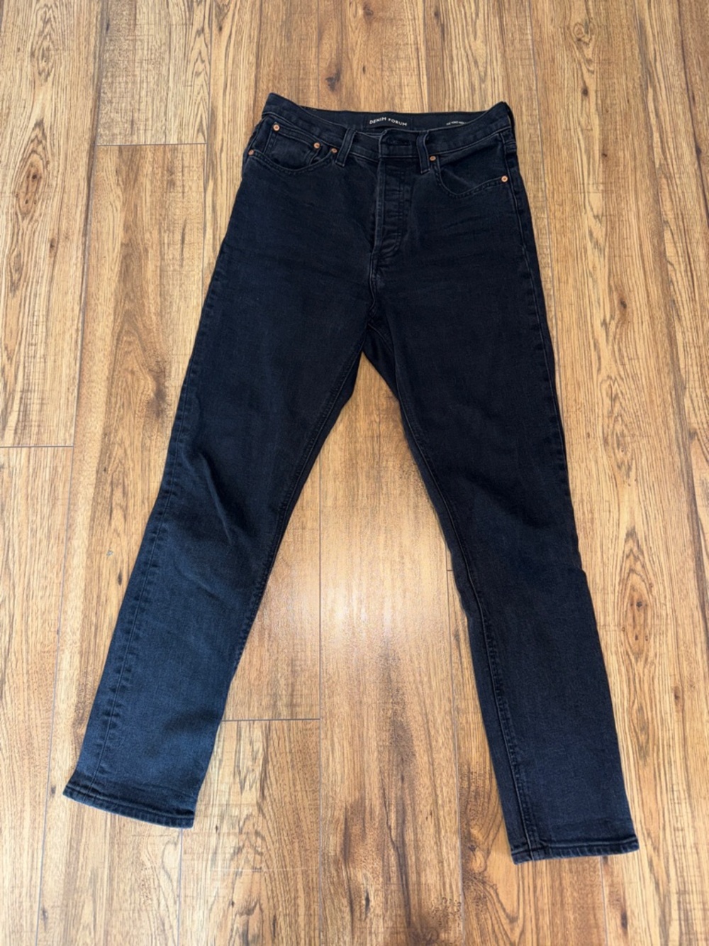 Denim Forum Black High-Rise Button-Fly yoko Jeans